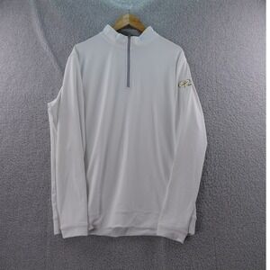 Peter Millar Mens XL White‎ Performance Perth Pullover Golf Shirt Long Sleeve